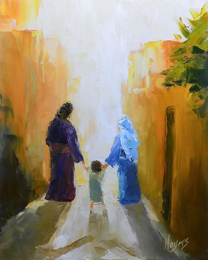 Christmas Painting - Holy Family by Mike Moyers