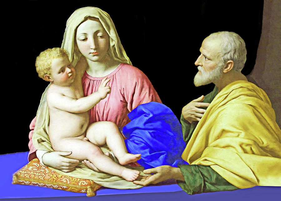 Holy family Sassoferrato Conde Chantilly Painting by Munir Alawi