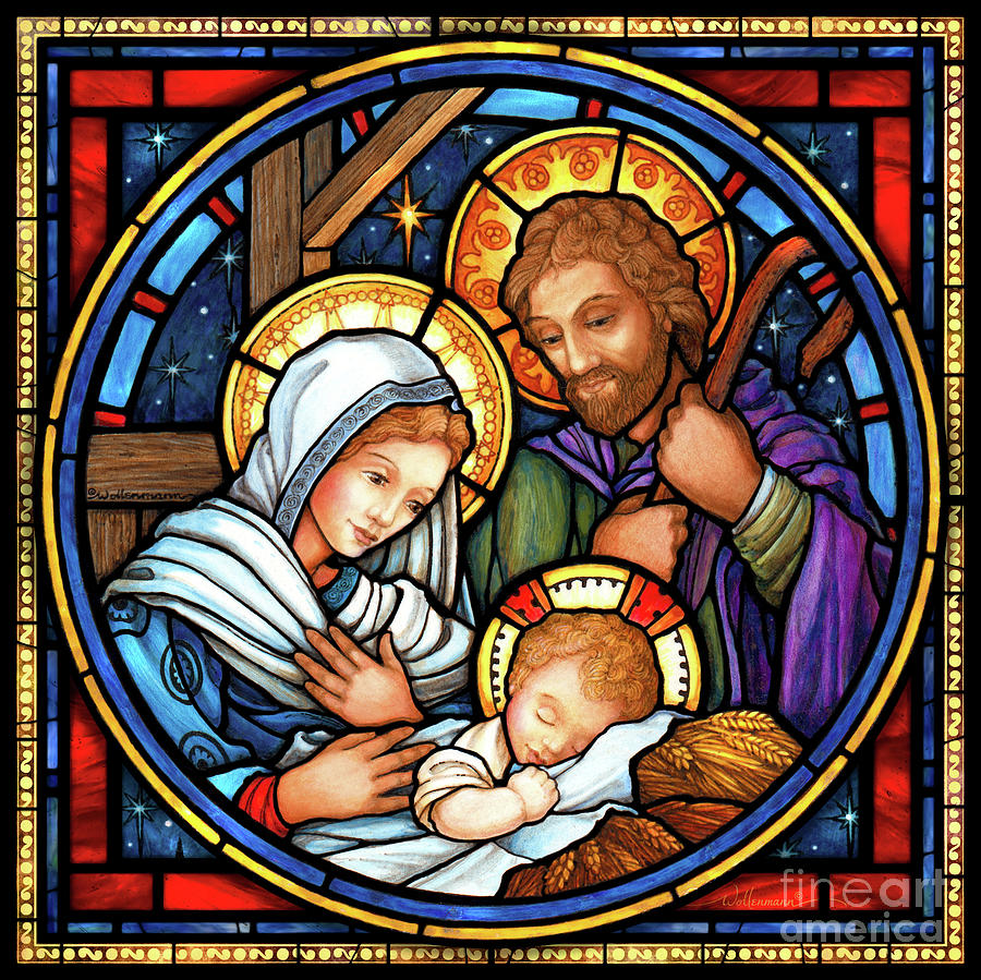 Holy Family Stained Glass Digital Art by Randy Wollenmann