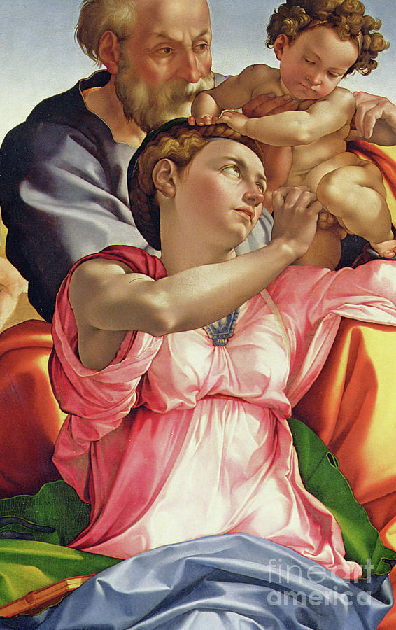 Holy Family with St. John  Doni Tondo Painting by Michelangelo