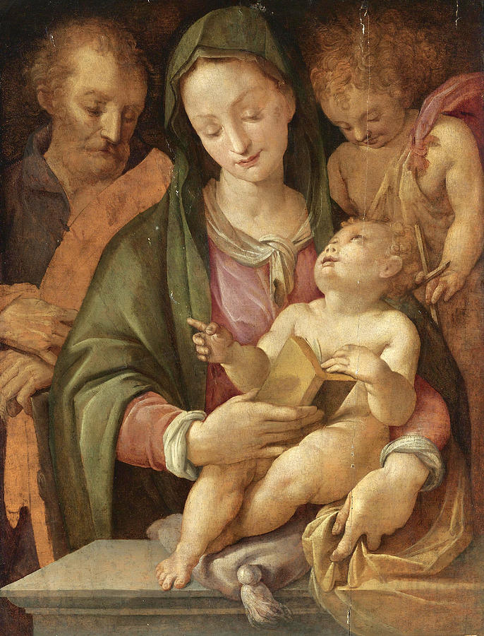 Holy Family with the Infant John the Baptist Painting by Maso da San Friano
