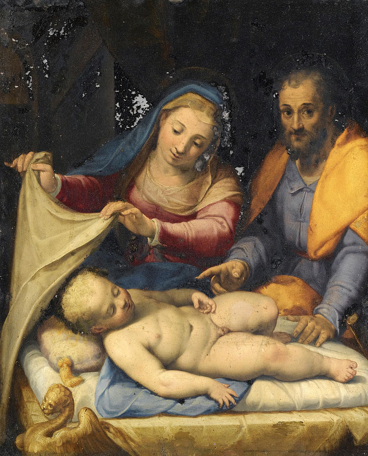 Holy Family with the sleeping Christ Child Painting by Lorenzo Sabatini