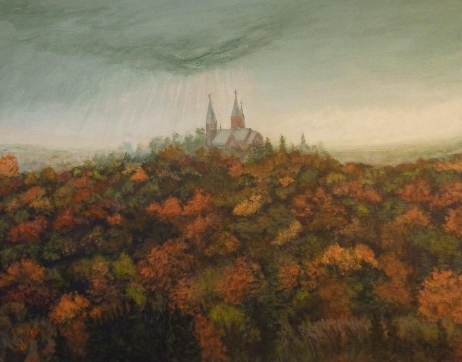 Holy Hill Rain Storm Painting by Dan Wagner