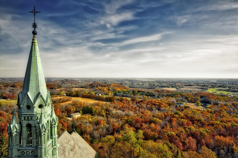 Holy Hill - Wisconsin Fall Landscape Photograph by Jennifer Rondinelli Reilly - Fine Art Photography
