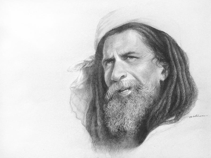 Holy Man Drawing - Holy Man of India by Arti Chauhan