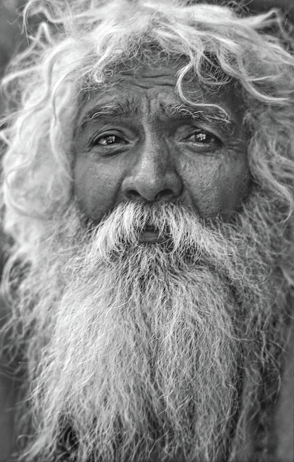 Holy Man - Such A Long Journey bw Photograph by Steve Harrington