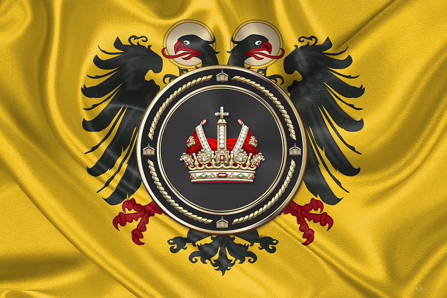 Holy Roman Empire Imperial Crown over Banner of the Holy Roman Emperor Digital Art by Serge Averbukh