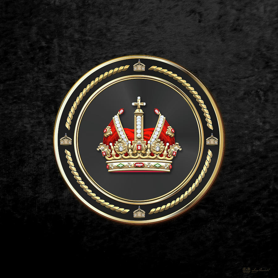Holy Roman Empire Imperial Crown over Black Velvet Digital Art by Serge Averbukh