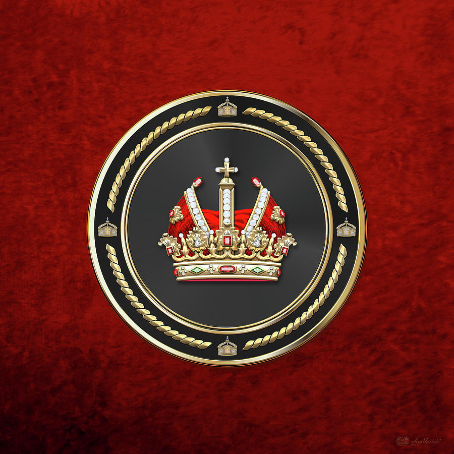 Holy Roman Empire Imperial Crown over Red Velvet Digital Art by Serge Averbukh