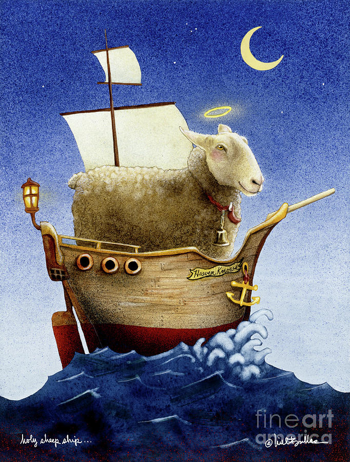 Sheep Painting - Holy Sheep Ship... by Will Bullas