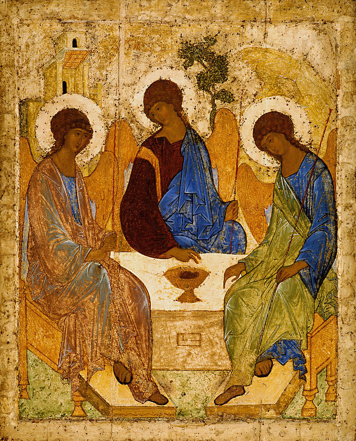 Byzantine Painting - Holy Trinity Andrei Rublev by Andrei Rublev