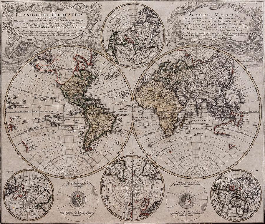 Homann Map Of The World 1746. Painting By Homann - Fine Art America