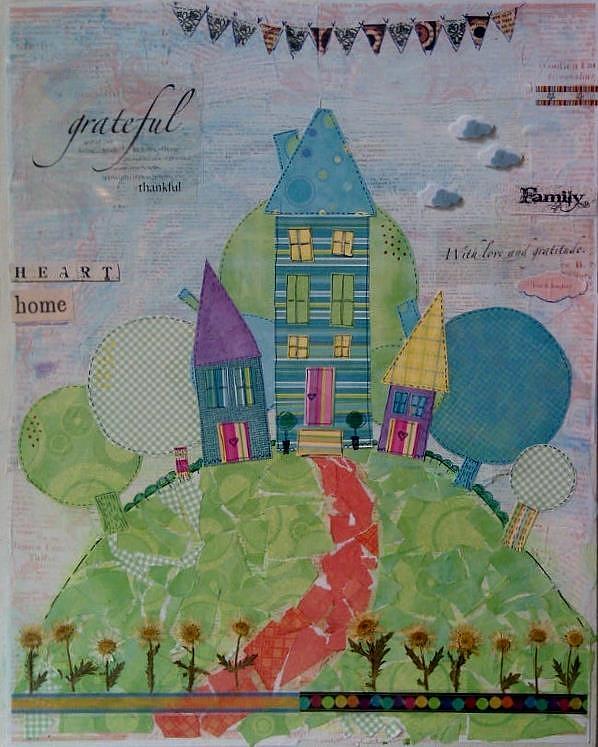 Mixed Media Painting - Home and the Hill by Sally Taylor