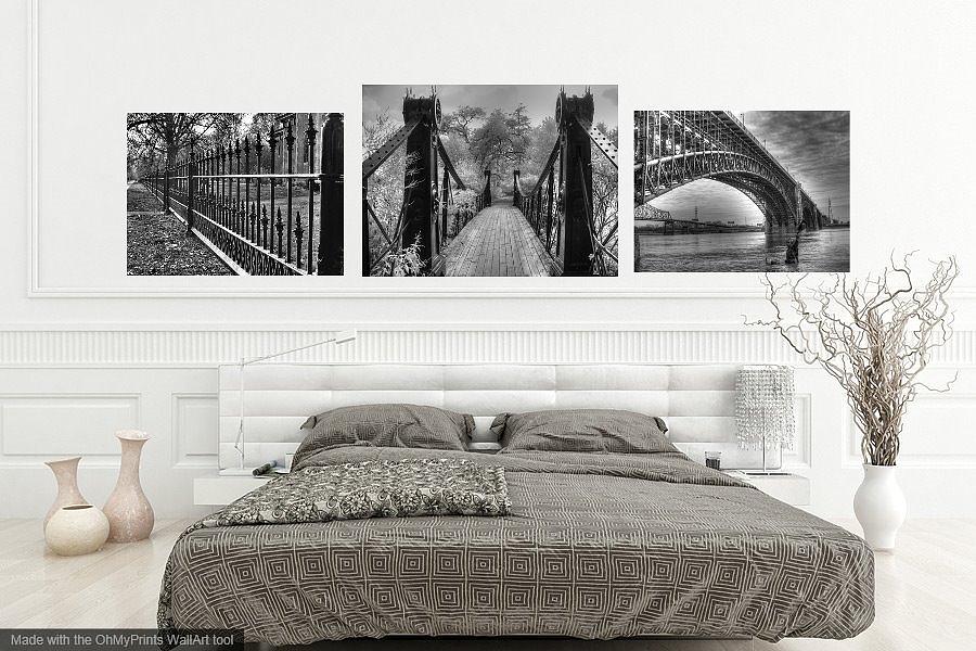 Home Decor Bridge Iron Fence Bedroom Black And White Photograph by Jane Linders