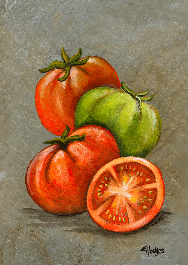 Tomato Painting - Home Grown Tomatoes by Elaine Hodges