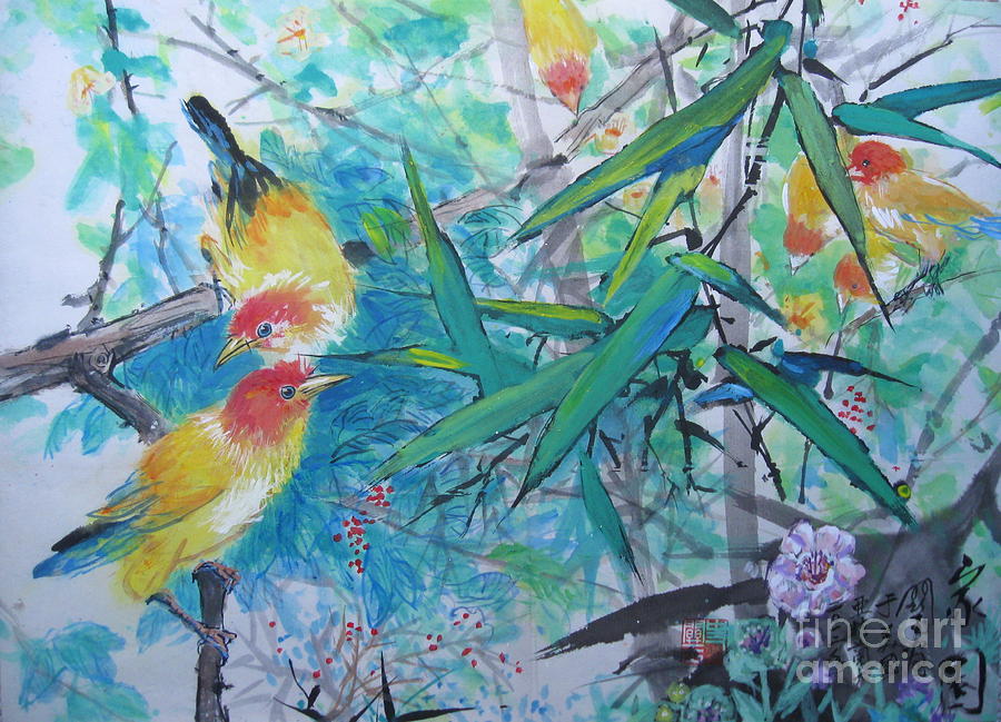 Bird Painting - Home by Guanyu Shi