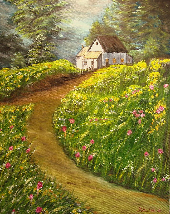 Flower Painting - Home in Springtime by Kenneth LePoidevin
