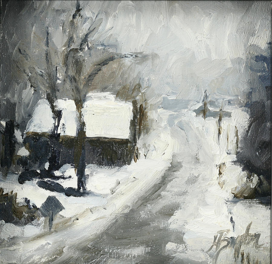 Winter Painting - Home In Winter by Heather Burton