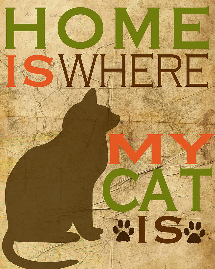 Home is where my cat is Mixed Media by Marilu Windvand - Fine Art America