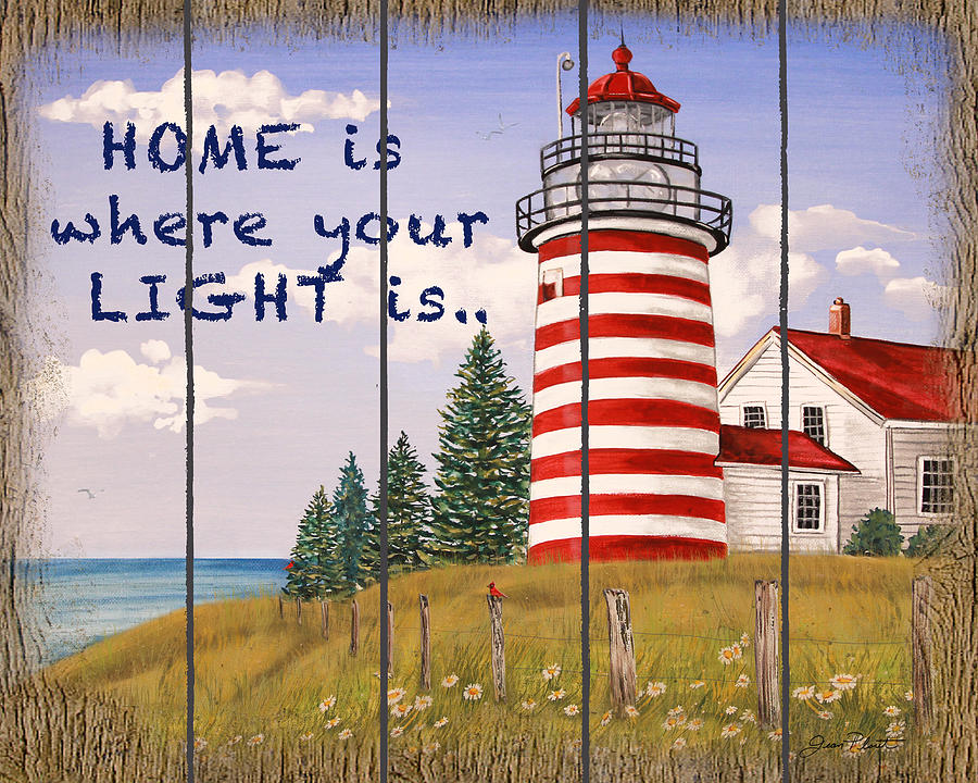 Home Lighthouse Painting by Jean Plout