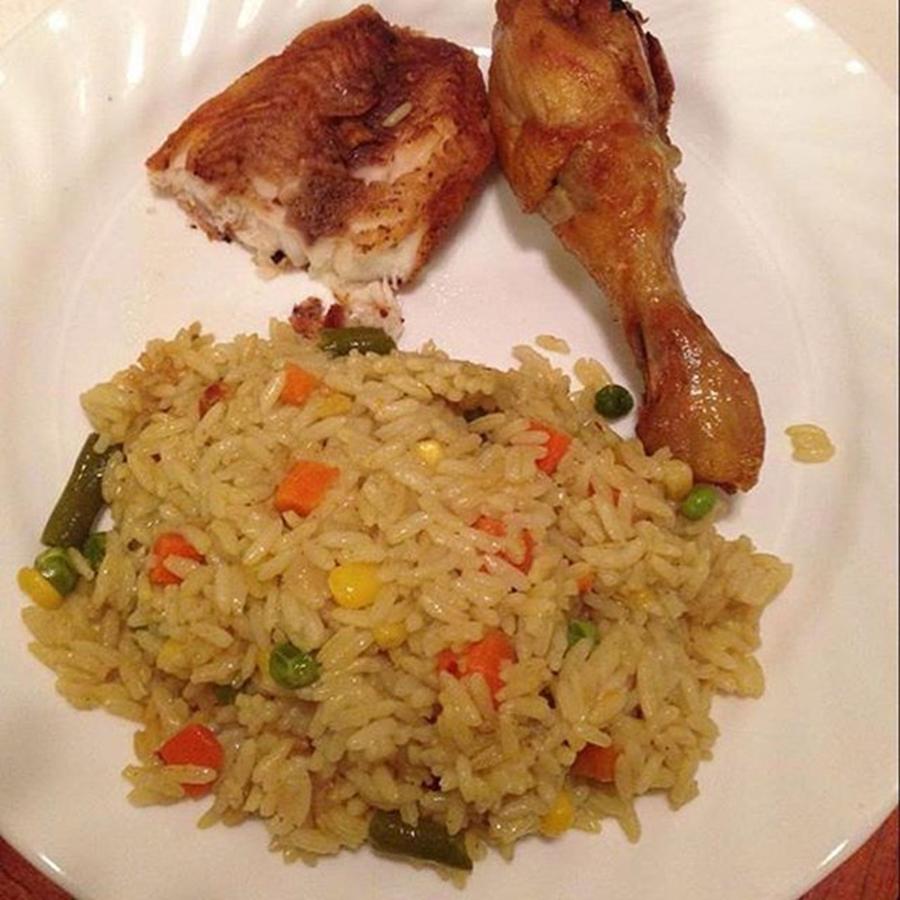 Chicken Photograph - Home Made #friedrice And #chicken With by African Foods