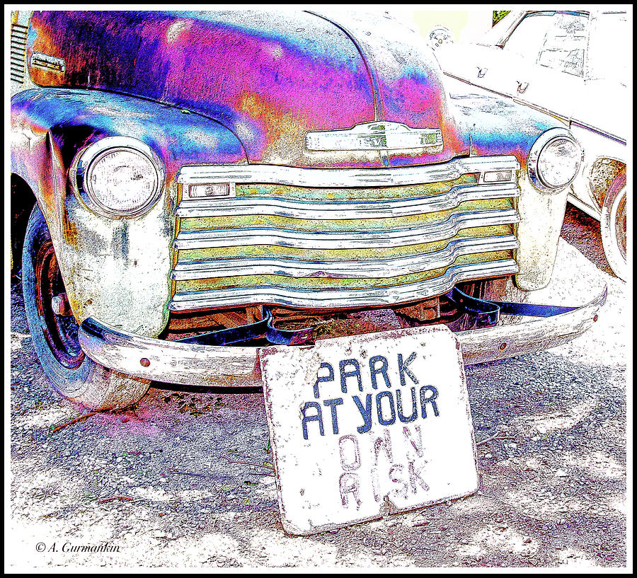 Home Made Sign, PARK AT YOUR OWN RISK Digital Art by A Macarthur Gurmankin