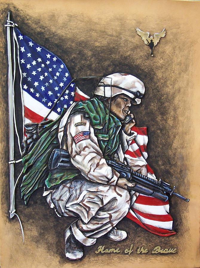 Flags Painting - Home of the Brave by Lilly King Flags Painting - Home of the Brave by Lilly King