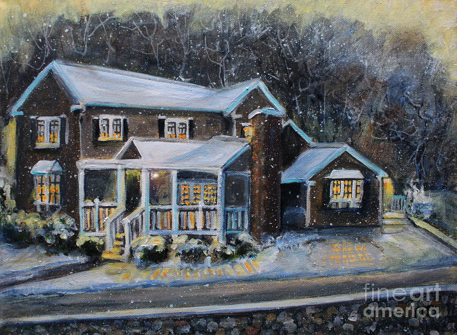 Home on a Snowy Eve Painting by Rita Brown