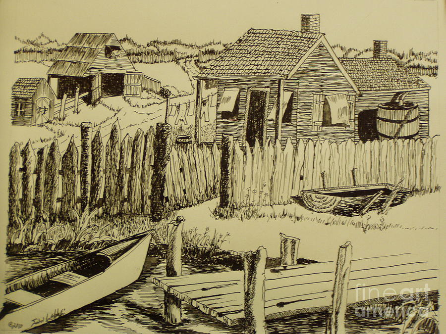 Cajun Drawing - Home on the Teche by John  Labbe