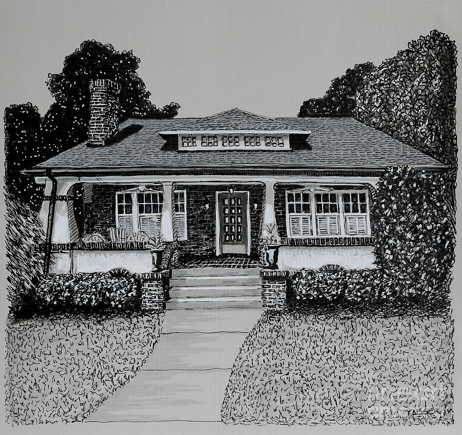 Home Portrait 2065 Freehand Drawing Drawing by Robert Yaeger