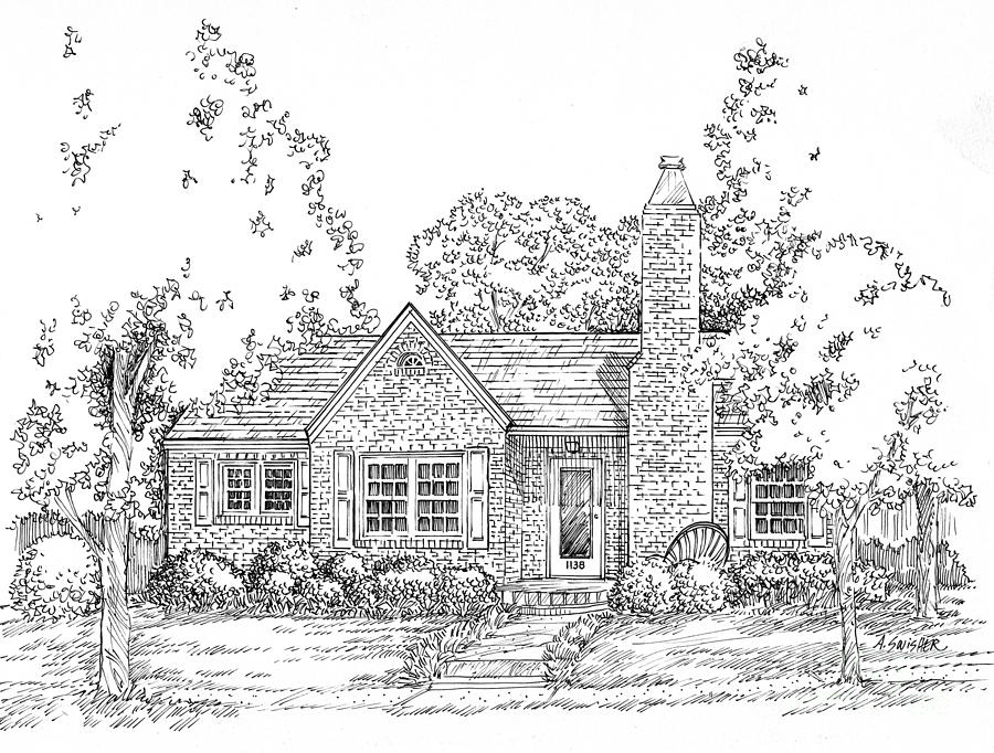 Home Portrait #3 Drawing by Audrey Peaty