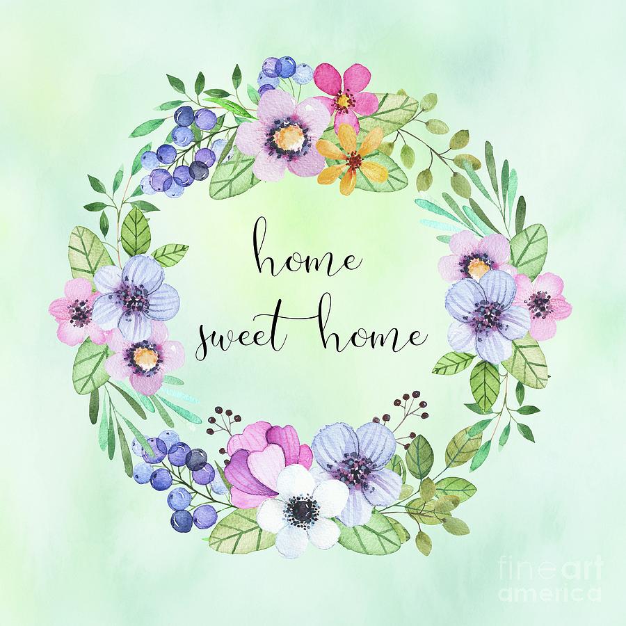 Home Sweet Home-green Digital Art by Sylvia Cook