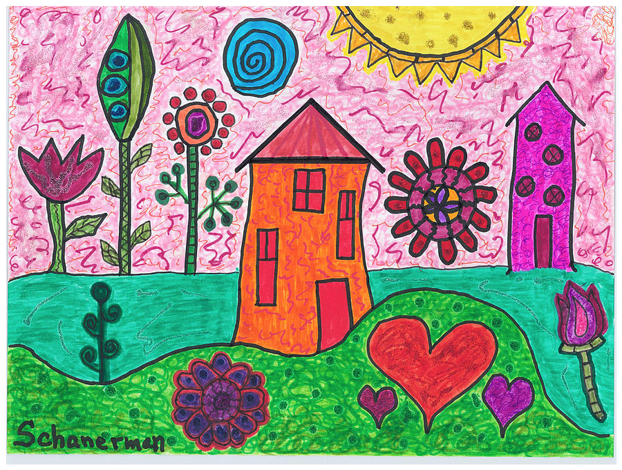 Home Sweet Home Drawing by Susan Schanerman