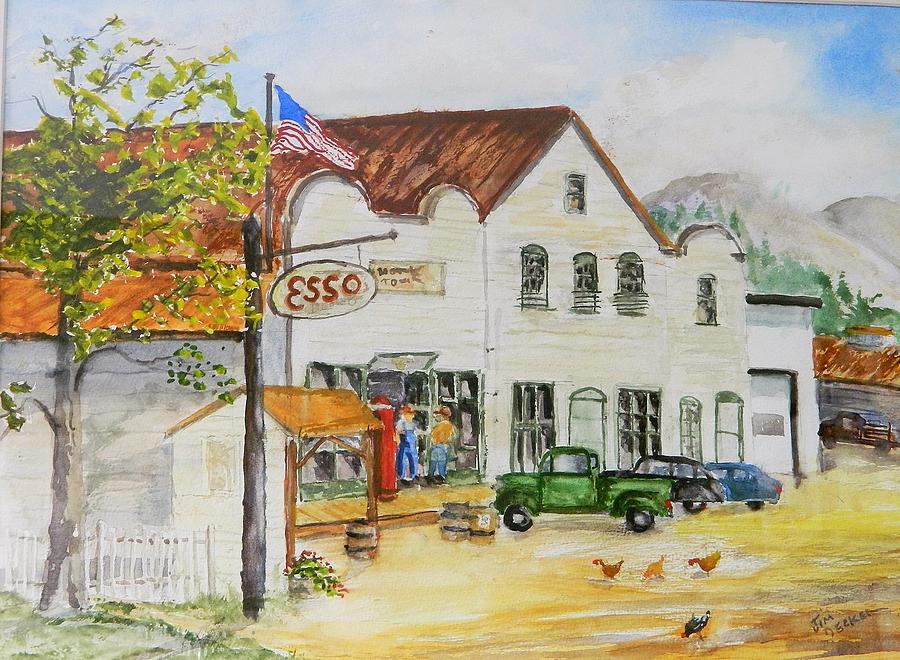 Chicken Painting - Home Town Usa by Jim Decker