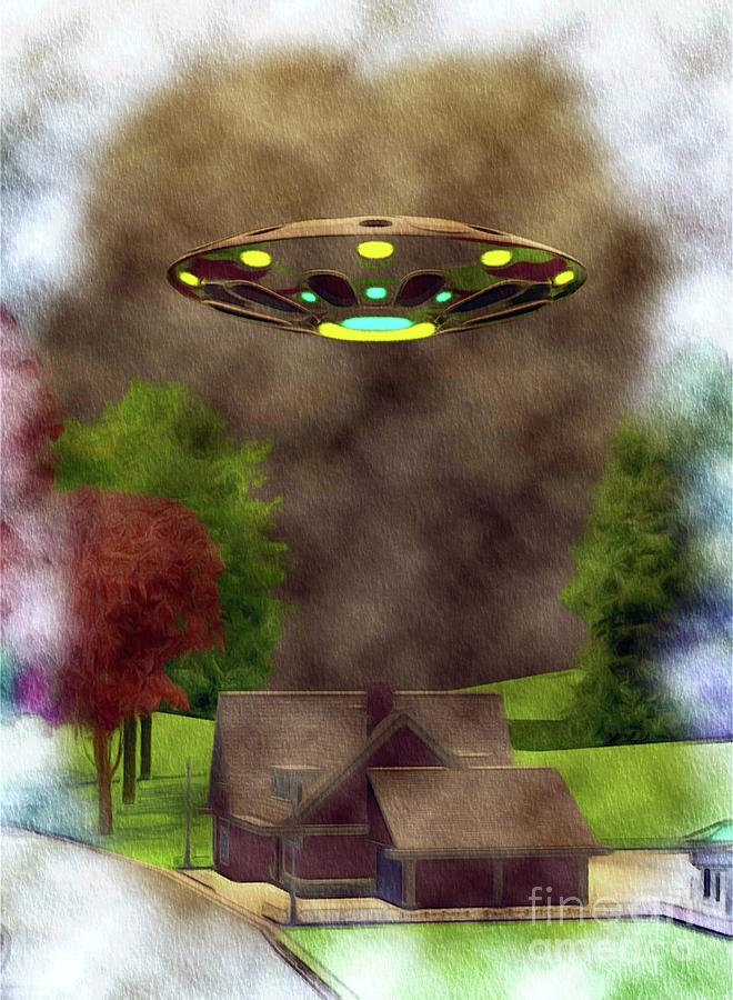Home Visit - Ufo Invasion Painting