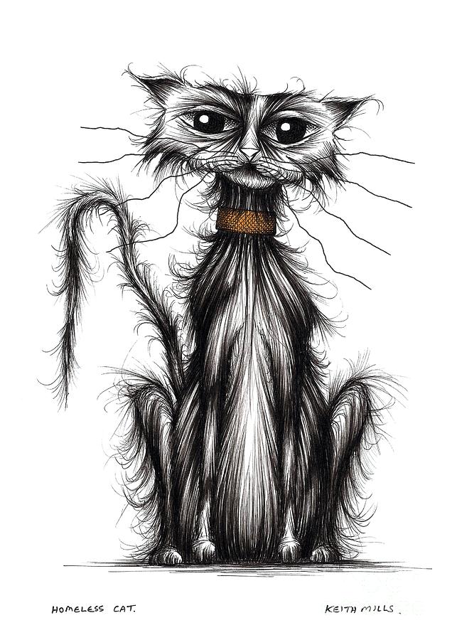 Homeless cat Drawing by Keith Mills