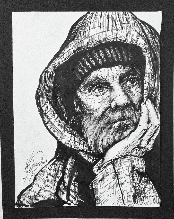 Homeless man Drawing by Valentino Garcia jr Pixels