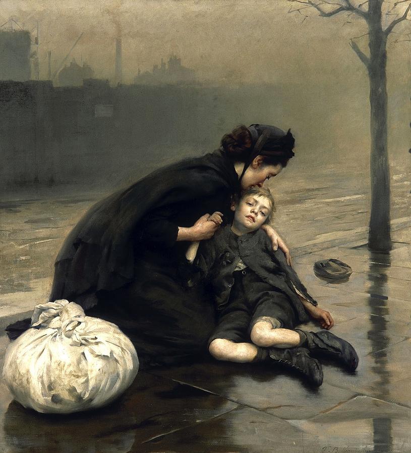 Rainy Weather Painting - Homeless by Thomas Benjamin Kennington