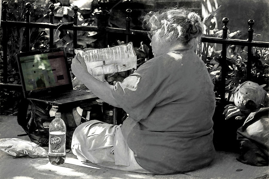 Homeless with a Laptop Photograph by John Haldane