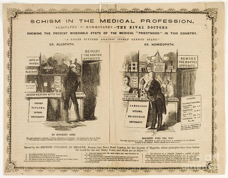 Homeopathy Vs. Allopathy, Caricature Photograph by Wellcome Images