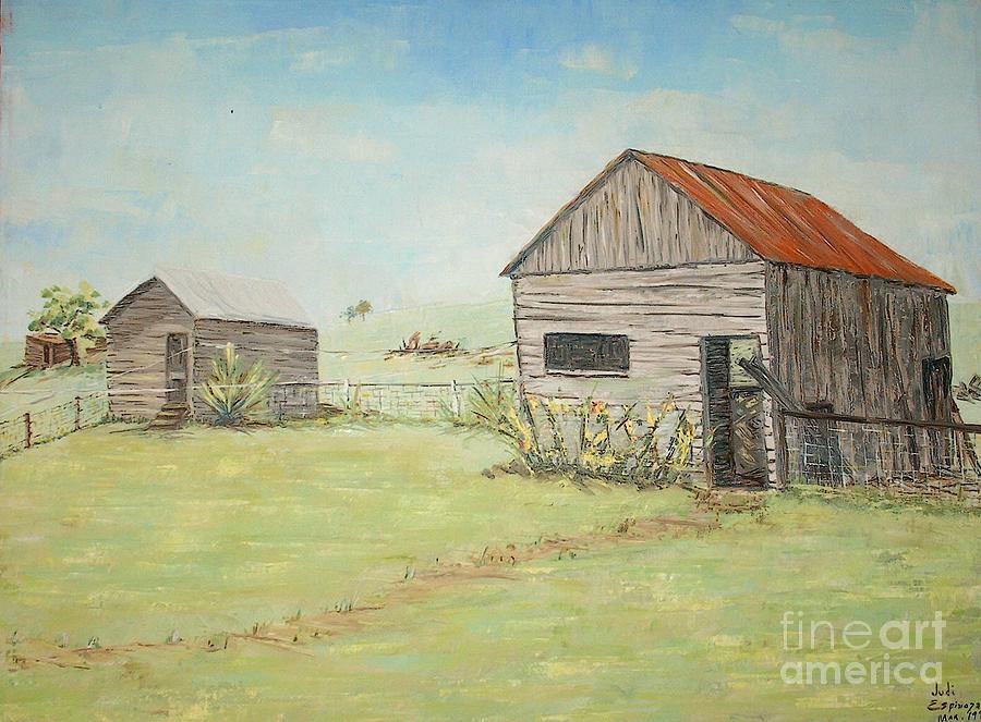 Homeplace - The Smokehouse and Woodhouse Painting by Judith Espinoza Homeplace - The Smokehouse and Woodhouse Painting by Judith Espinoza
