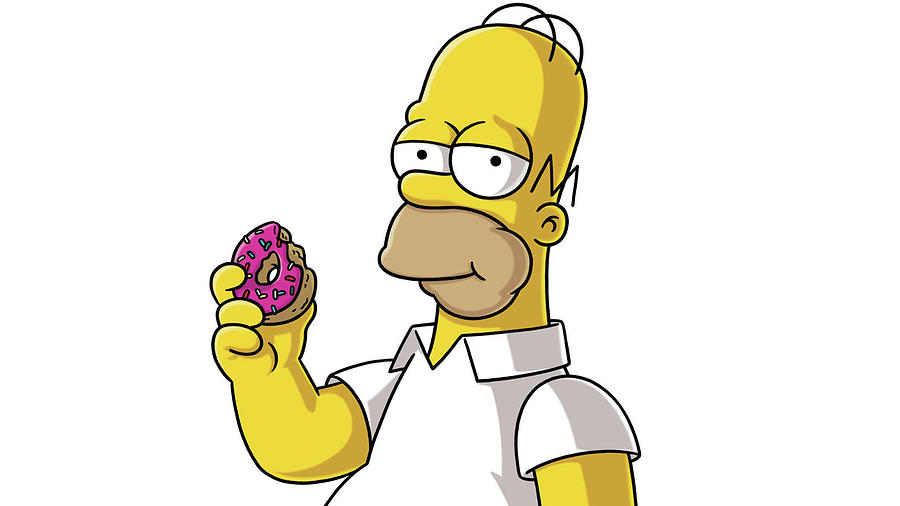 Donut Digital Art - Homer Simpson Eating Donut by Ehauss Design