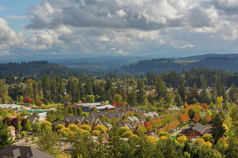 Homes in Happy Valley Oregon during Fall Season Photograph by David Gn