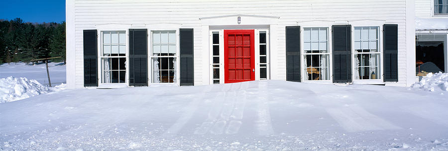 Homes In Winter Snow, Woodstock, Vermont Photograph by Panoramic Images