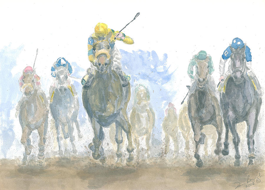 Horse Race Painting - Homestretch by Dan Bozich Horse Race Painting - Homestretch by Dan Bozich