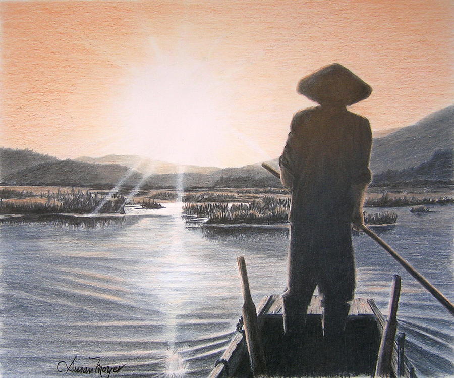 Sunset Drawing - Homeward Bound by Susan Moyer