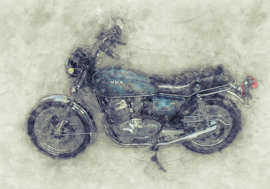 Honda CB750 - Superbike 1 - 1969 - Motorcycle Poster - Automotive Art Mixed Media by Studio Grafiikka