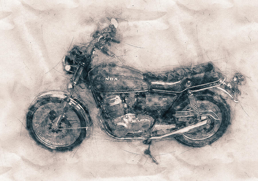 Honda CB750 - Superbike - 1969 - Motorcycle Poster - Automotive Art Mixed Media by Studio Grafiikka