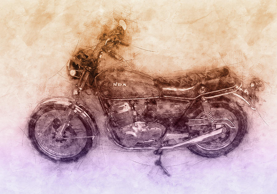 Honda CB750 - Superbike 2 - 1969 - Motorcycle Poster - Automotive Art Mixed Media by Studio Grafiikka