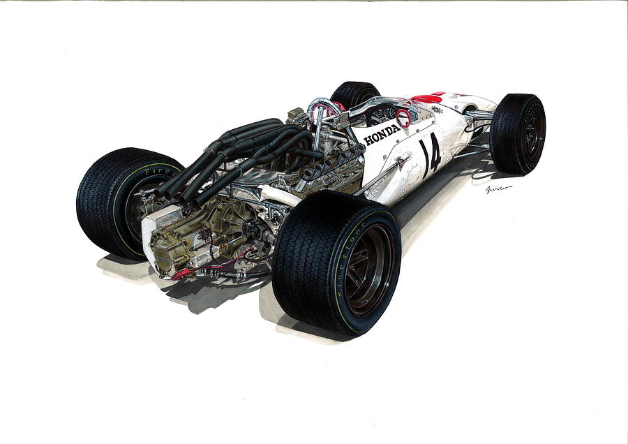 Honda Ra300 1967 F1 Race Car Drawing By Tomasz Boguslawski